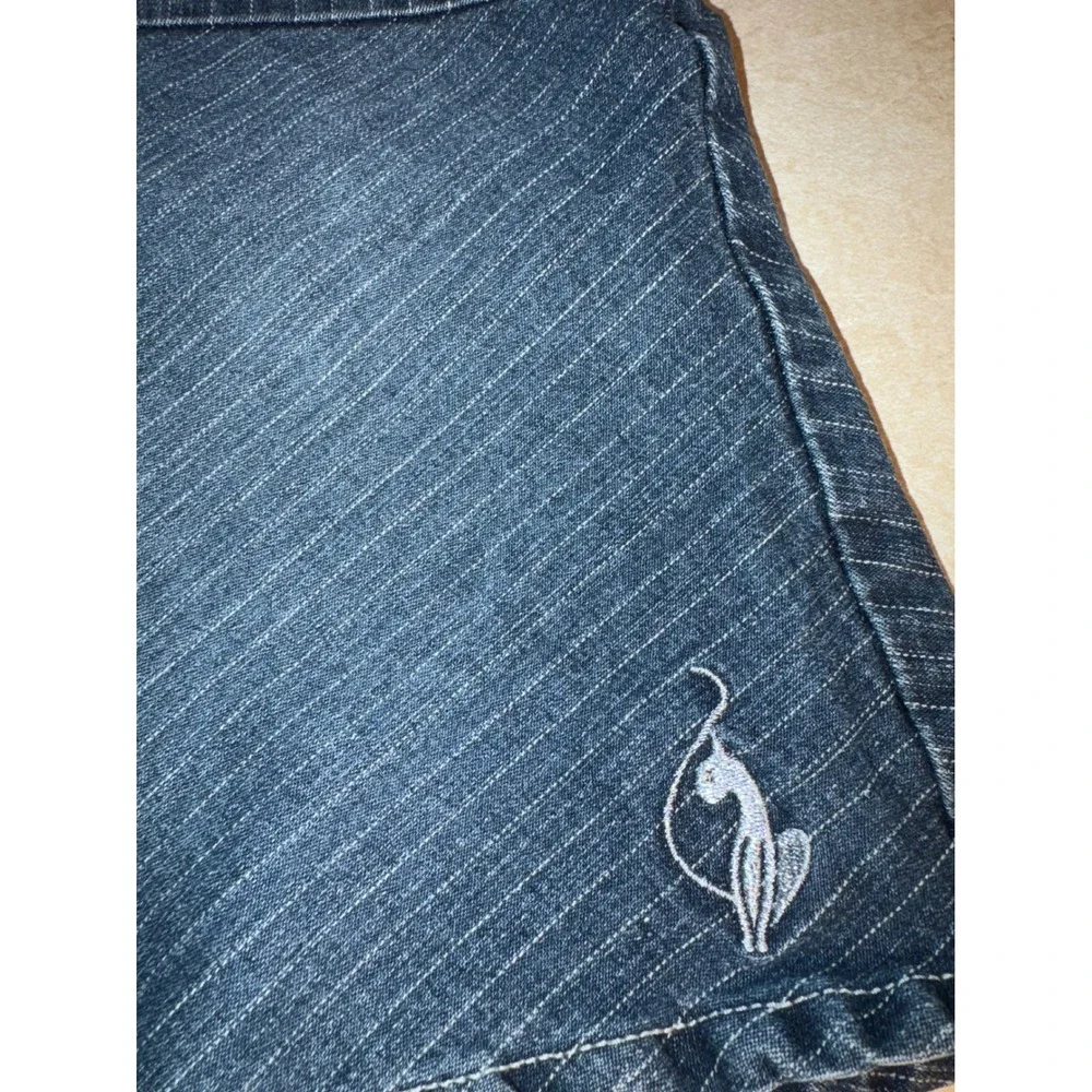 Vintage Baby Phat Girlz‎ Denim Skirt Size 6 Striped Wash Cat Embroidered
